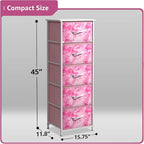 Sorbus Fabric Dresser for Kids Bedroom - Chest of 5 Drawers, Tall Storage Tower, Clothing Organizer, for Closet, for Playroom, for Nursery, Steel Frame, Fabric Bins - Wood Handle (Tie-dye Pink)