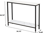 loglus Console Table for Entryway, Faux Marble MDF Sofa Table with Golden Frame (Double Layer, Black Frame)