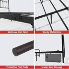 Golden Gate Beds Vintage Style Metal Bed Frame with Wrought Iron Headboard and Footboard, Classic Platform Bedframe with Storage, No Box Spring Needed, Mattress Foundation, Black, Queen Size