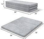 SINWEEK 4" Queen Folding Mattress with Storage Bag - Foldable Trifold Floor Bed Topper, CertiPUR-US Certified Guest Sleeping Pad, Machine Washable Cover & Waterproof Inner Lining