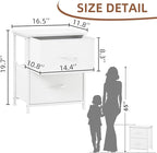 Somdot Nightstand Set of 2, Small Dresser for Bedroom with 2 Drawers, Bedside Table Night Stand End Table with Fabric Bins for Bedroom Kids Closet Dorm Guest Room, White Leather