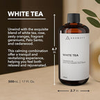 White Tea Diffuser Oil, 16.9 FL Oz, 500 mL, Aroma Essential Oil for Scent Diffusers, Luxury Hotel Scent for Home, Bathroom, Spa & Office, Natural White Tea Fragrance Oil, Orange & Palo Santo.