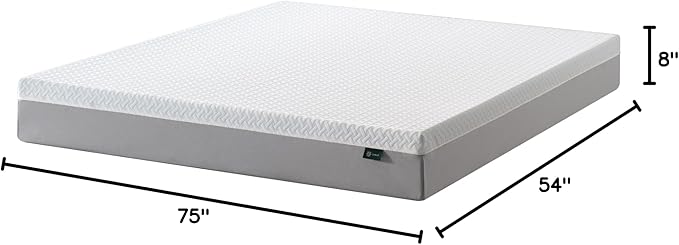 ZINUS 8 Inch Green Tea Essential Memory Foam Mattress [New Version], Full, Fiberglass Free, Medium Feel, Breathable Airflow Memory Foam, Certified Safe Foams & Fabric, Mattress in A Box