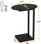 Hosfais Small Side Table End Table, C-Shaped Wood Coffee Table TV Tray for Eating Couch Tables for Small Space, Living Room, (Black)