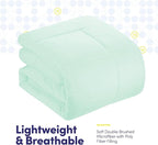 Sweet Home Collection 7 Piece Comforter Set Bag Solid Color All Season Soft Down Alternative Blanket & Luxurious Microfiber Bed Sheets, Mint, Full