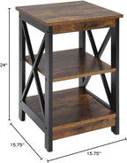 Convenience Concepts Oxford End Table 15.75" - Modern Living Room Table with Storage Shelves, Transitional Nightstand Side Table for Home Decor and Display, Barnwood/Black