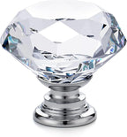 Ravinte 15 Pack Crystal Drawer Knobs - Glass Cabinet Knobs, Diamond Shaped, 30 mm, Silver Base