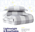 7 Piece Comforter Set Bag Solid Color All Season Soft Down Alternative Blanket & Luxurious Microfiber Bed Sheets, King, Checkered Box