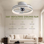 Ceiling Fans with Lights, 360° Rotating Ceiling Fan with Lights and Remote, 6 Wind Speeds Smart Flush Mount Ceiling Fan for Bedroom, Dining Room and Kitchen 20"
