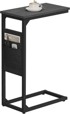 TUTOTAK C Shaped End Table, Side Table for Couch, Sofa Table with Storage Bag, TV Tray for Living Room, Bedroom, Black TB01BK082