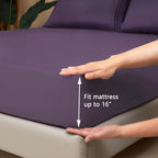 Mejoroom King Size Bed Sheet Set - Hotel Luxury 1800 Bedding Sheets & Pillowcases - 16" Deep Pocket Fitted Sheet, Soft, Breathable, Wrinkle & Fade Resistant - 4 Piece(King, Purple)