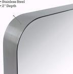 TEHOME 20x30 Brushed Nickel Bathroom Mirror Rounded Rectangle Brushed Silver Vanity Mirror in Stainless Steel