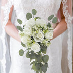 Wedding Rose Bouquet Bridesmaid Flower Bouquets, Artificial Rose White Wedding Bouquets for Bride Bridesmaid Bouquet Faux Bouquet Bride Bridesmaid Holding Flower for Wedding Decor