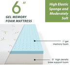 BestMassage | 6 Inch Queen Mattress | Gel Memory Foam | Medium Firm Feel | White | Bed in a Box, CertiPUR-US Certified | Pressure Relief, Cooling Ventilated Foam | Breathable Knit Cover