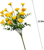 Yellow Artificial Outdoor Flowers Fake Mums 8 Bundles Flower Realistic Wild Flower Cemetery Daisy Stems Faux Plants for Outdoors Planter Front Porch Patio Decor