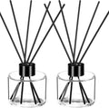 Chunful 2 Sets Reed Diffuser Bottle Empty Refillable Fragrance Glass Diffuser Bottles 100ml Round Glass Jars with Black Caps and Rattan Sticks for Living Room Home Replacement Fragrance DIY Decor