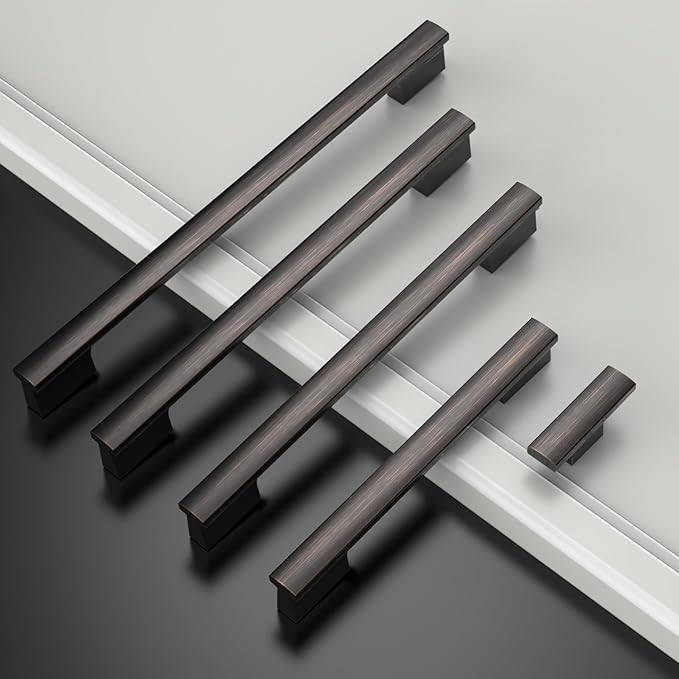 Asidrama 10 Pack 10 Inch(254mm) Oil Rubbed Bronze Kitchen Cabinet Handles, Cabinet Pulls Kitchen Cabinet Hardware for Cupboard Drawer Pulls