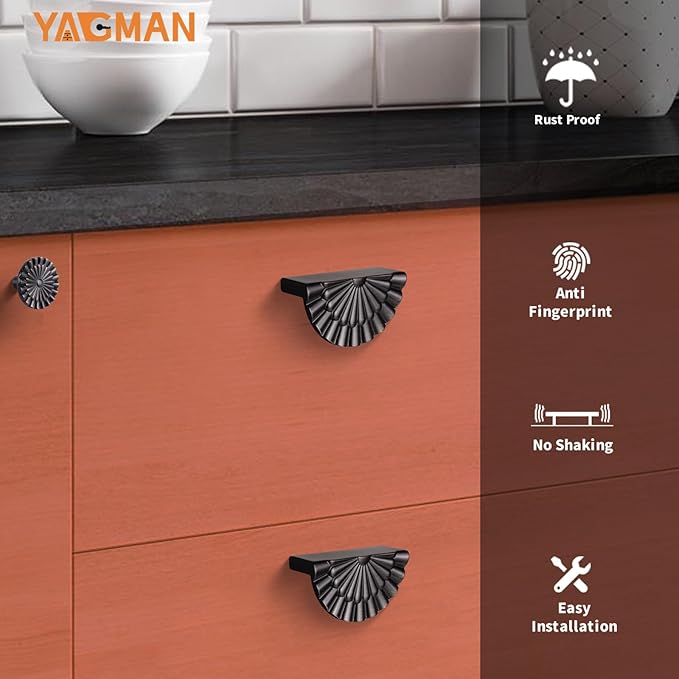 Oil Rubbed Bronze Cabinet Pulls 6 Pack 3 Inch Modern Drawer Handles Kitchen Cupboard Half Moon Bathroom Dresser Sunflower Cup Pulls SH-ORB76-6
