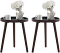 Apicizon Brown Round Side Table Set of 2, Tray Nightstand Sofa Coffee End Table for Living Room, Bedroom, Small Spaces, Easy Assembly Bedside Table, 15 x 18 Inches, Brown