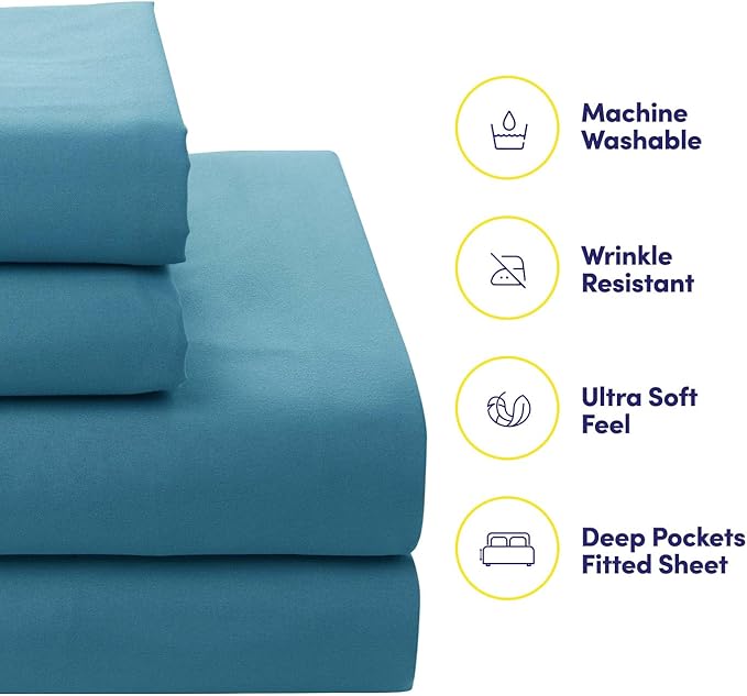 Sweet Home Collection 7 Piece Comforter Set Bag Solid Color All Season Soft Down Alternative Blanket & Luxurious Microfiber Bed Sheets, Marino, Full