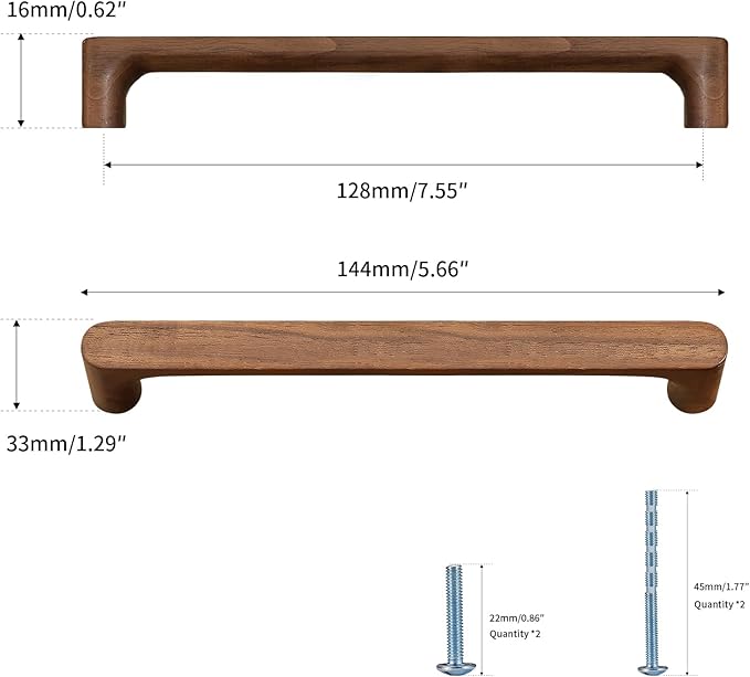 Walnut Round 5 in 4 pcs Wooden Drawer Pulls Handle pulls for cabinets Kitchen Cabinet Drawer pulls Cabinet Door Pull
