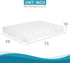 BestMassage | 10 Inch Twin Mattress | Gel Memory Foam | Medium Firm Feel | White | Bed in a Box, CertiPUR-US Certified | Pressure Relief, Cooling Ventilated Foam | Breathable Knit Cover