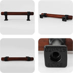 4Pcs 5.35” Walnut Wood Drawer Pulls, 96mm/3.78" Hole Center, Kitchen Cabinet Hardware Handles, Metal and Wooden Cabinet Knobs, T Bar Knob Pull Handles for Wardrobe, Dresser, Cupboard