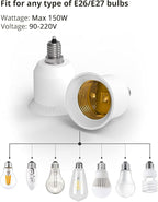 JACKYLED 15-Pack E12 to E26 E27 Adapter Chandelier Light Socket E12 to Medium Socket E26 E27 Converter Bulb Base Adapter Converter
