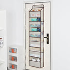 Univivi 6 Tier Over The Door Organizer With 8 Mesh Side Pockets, Bathroom Organizers and Storage Over The Door Organizer For Nursery Baby Essentials (Beige)