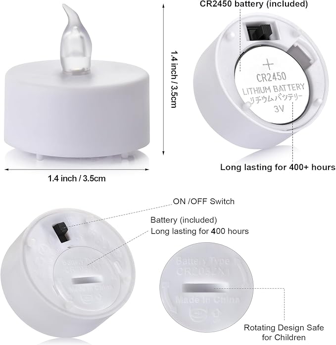 Tea Light Candles with Remote Control,Flickering Flameless LED Candle,Long Lasting 400+Hours,Battery Operated with Timer for Home Decoration Seasonal &Festival Celebration WarmWhite (24pcs)
