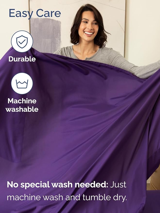 Extra Deep Queen Sheet Set - 6 Piece Breathable & Cooling Sheets - Hotel Luxury Bed Sheets Set - Easy & Secure Fit - Soft, Wrinkle Free & Comfy Sheets Set - Purple Sheet Set with Extra Deep Pockets