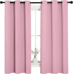 NICETOWN Room Darkening Curtains 63" Long Set of 2 for Bedroom, Rouge Pink Nursery Essential Thermal Insulated Solid Grommet Top Blackout Curtains/Drapes (1 Pair, 42 inches Wide)