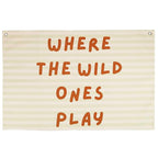 Playroom Rectangular Canvas Banner-Flag Wall Sign Decor for Kids Teen,Playroom Nursery Baby Room Bedroom Living Room Wall Decor-Where the Wild Ones Play-Baby Shower Birthday Christmas Gift