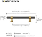 goldenwarm 10 Pack Black and Gold Cabinet Pulls 3-3/4 Inch Kitchen Cabinet Handles Black Kitchen Drawer Pulls for Dresser Bathroom Modern Hardware,Zinc Alloy Base