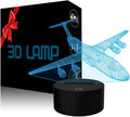Airplane Night Light 3D Plane Illusion Lamp 7 Color Changing Touch Control with USB Cable LED Fighter Toy Table Desk Decor Lamps for Men Boys Kids Christmas Birthday Gifts