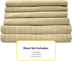 Dobby Stripe Queen Sheets - 6 Piece 1500 Supreme Collection Fine Brushed Microfiber Deep Pocket Queen Sheet Set Bedding - 2 Extra Pillow Cases, Great Value, Queen, Dobby Sage