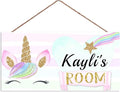 Personalized Signs Rainbow Unicorn Sign Kids Door Sign Wall Decor Art Sign for Kids Room Bedroom Game Room Custom Name Girls Room