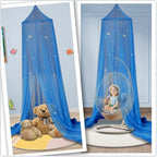 South to East Bed Canopy for Children with Glowing Marine Life, Blue Bed Curtains for Kids & Toddler Beds, Twin, Full & Queen, Mosquito Net Canopy for Boys Bedroom