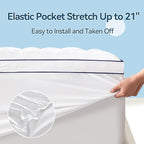 ABENE Mattress Topper for Back Pain Relief, Extra Thick Mattress Pad Pillowtop, Soft Cotton Cover with 8"-21" Deep Pocket, 1300gsm Overfilled Down Alternative Filling (Cotton White, California King)