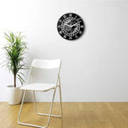 Geek Alerts Cawing Black Crow with Roman Numerals Silent Wall Clock 12inch Viking Odin Raven with Scandinavian Runes Battery Operated Quartz Watch