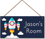 Personalized Fantasy Decor for Boys Room Outer Space Theme Room Decor for Nursery,Rocket Wall Art Decor for Kids Room Gilrs Bedroom Little Man Cave