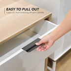 Ravinte Hardware 6 Pack Black Cabinet Handles, 4 Inch (102mm) Finger Edge Pulls, 3 Inch Hole Center, Finger Pulls for Cabinets