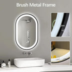 Niccy Oval LED Mirror for Bathroom, 40x24 Front Lit + Backlit Vanity Mirrors with Light Anti-Fog, Shatter-Proof, 3 Colors, Makeup Mirror with Black Frame (Horizontal/Vertical)