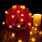 BOHON Halloween Lights 3D Jack-o-Lantern 10ft 30 LEDs Pumpkin String Lights Battery Powered Orange Lights for Halloween Party Indoor Fall Outdoor Harvest Thanksgiving Decorations