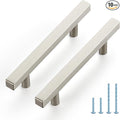 JOY DECOR 10 Pack 3-3/4 Inch Brushed Nickel Square Cabinet Handles Stainless Steel Cabinet Hardware Pulls for Kitchen and Drawers with 6 Inch Overall Length