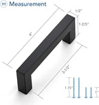 Ravinte 5 Pack Black Cabinet Pulls 3-1/2 Inch Square Kitchen Cabinet Handles Matte Black Kitchen Hardware for Drawer Pulls Drawer Handles Come with Screwdriver