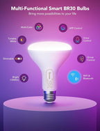 Govee Smart Light Bulbs, 1200 Lumens Dimmable BR30 Bulbs, RGBWW Color Changing Light Bulbs, WiFi & Bluetooth LED Bulbs, 16 Million Colors, Music Sync, Compatible with Alexa, Google Assistant, 6 Pack