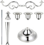 OwnMy 3 Arms Metal Candelabra Candlestick Silver European Elegant Candle Holder Candle Stand for Wedding Dining Table Christmas Party Home Decoration (Silver Tone)