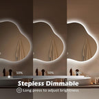 LED Bathroom Mirror with Lights 24x40, Stepless Dimmable Irregular Backlit Mirror with 3 Colors, Anti-Fog, Memory, Al-Alloy Lampshade, Frameless Smart Mirror for Bathroom (Horizontal/Vertical)