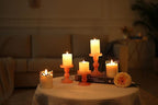 GMWD 3 Pcs Glass Candle Holder Set Clear, Pink Candlesticks Holders Pillar Taper Candles Tealight Stand for Wedding Centerpieces Home Decorations Dining Table
